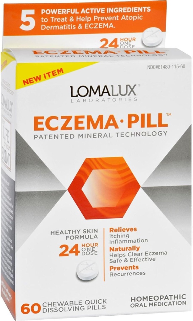 Loma Lux Laboratories Acne Eczema - Chewable - Dissolution rapide - 60 Compte - Sans gluten - Sans levure - Sans blé