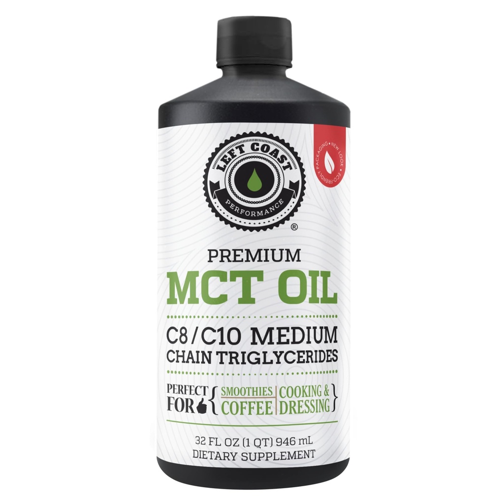 100 % huile de coco MCT liquide - huile MCT C8 C10 pour l'énergie mentale soutenue et le soutien de la focalisation grand pour les salades de smoothies café et plus - sans palmier végétalien Kéto & Paleo Friendly 60+ portions (32 Fl Oz)