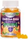 Omega 3 Fish Oil Gummis - Dreifache Stärke Omega3 Gummy - DHA & EPA Fettsäuren für Herzgesundheit, Gelenk & Gehirn Unterstützung, Nature's High Absorption Omega Fish Oil Supplement, Orange Flavor- 120 Gummis