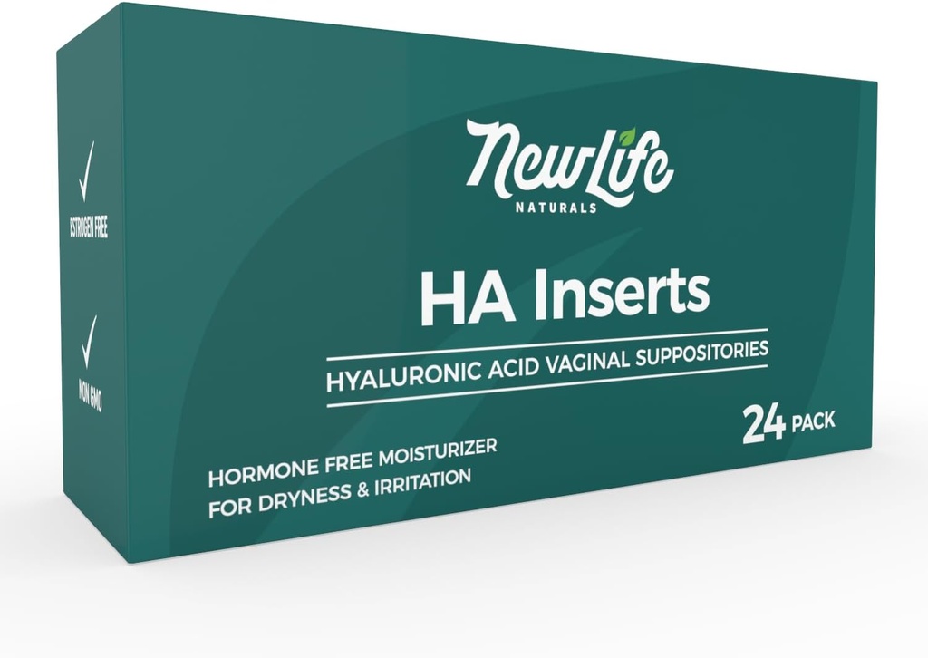 NewLife Naturals Hyaluronsäure Vaginal Suppositorien für Frauen, Vaginal Moisturizer, Trockenheit Irritation Discomfort, Postpartum, Menopause Relief & Support, 24 Einsätze, 2 Monate Versorgung