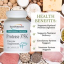 TRANSFORMATION THE GENESIS of GOOD HEALTH Protease 375K Enzym Blend Supplement, High-Potency Formel für Proteinabsorption & Gut Gesundheit, Advanced Enzym Support, Non-GMO, 60 Kapseln