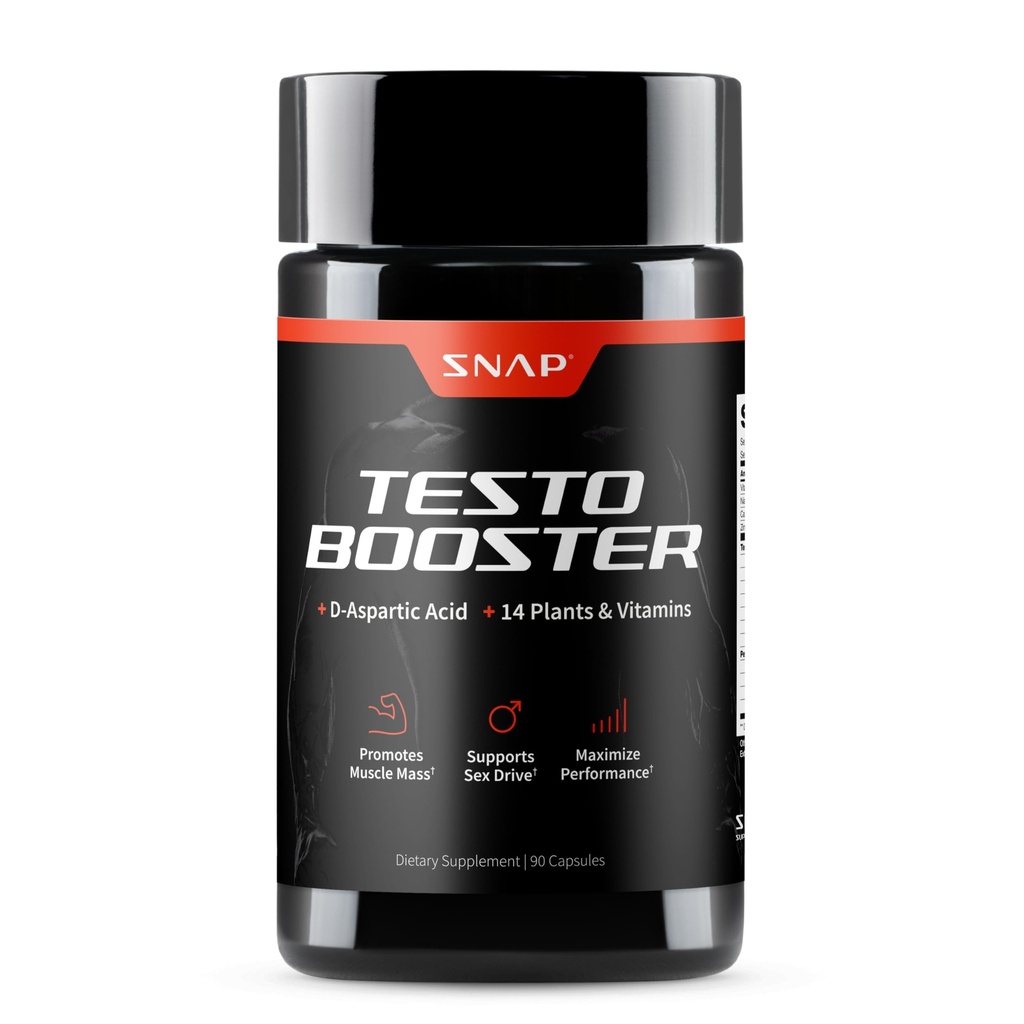 Snap Supplements Testosteron-Booster für Männer - fördert Muskelwachstum, Booster für Männer, Steigerung der natürlichen Energie, Stamina und Stärke, 90 Kapseln (30 Portionen, 1 Monat Versorgung)