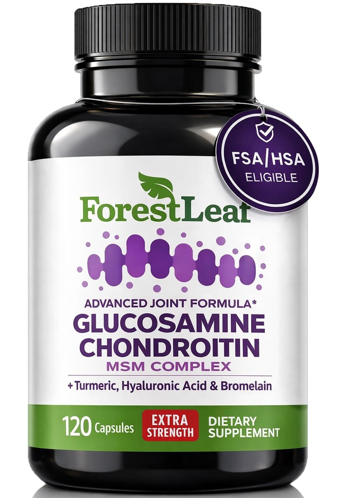 ForestLeaf Glucosamine Chondroïtine Complexe de complément mixte MSM - 1200mg - 120 capsules