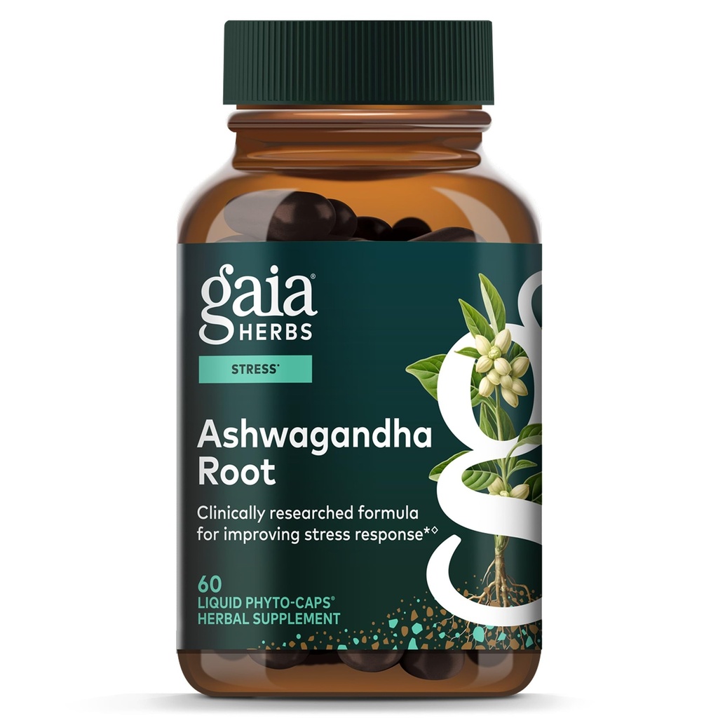 Gaia Herbs Ashwagandha Root - Stress Relief & Sleep Support Supplement - Unterstützt Balanced Energy Levels & Positive Outlook* - 60 Vegan Liquid Phyto Capsules (30-Day Supply)