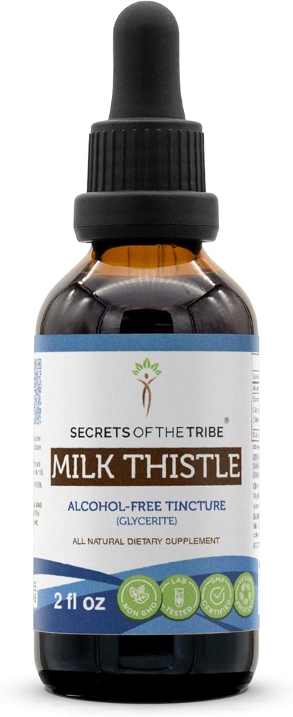 Secrets du chardon de lait Tribe Teinture Extrait sans alcool, chardon de lait Silybum marianum Foie Santé 2 oz