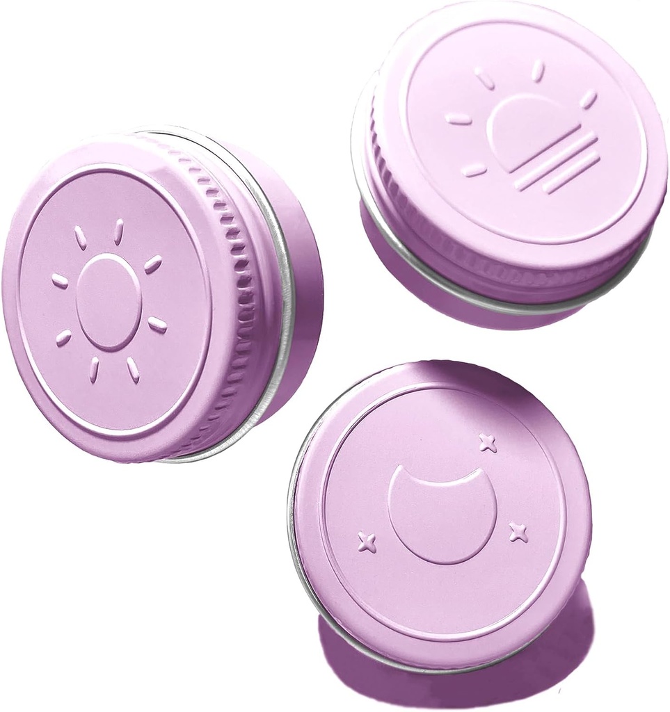 Extra Small Single Pill Box for Purse (3 Pack), Aluminum Screw Top Pill Container, 3 Times a Day Portable Waterproof Single Pill Case for Vitamins, Fish Oils, Supplements (Light Purple)
