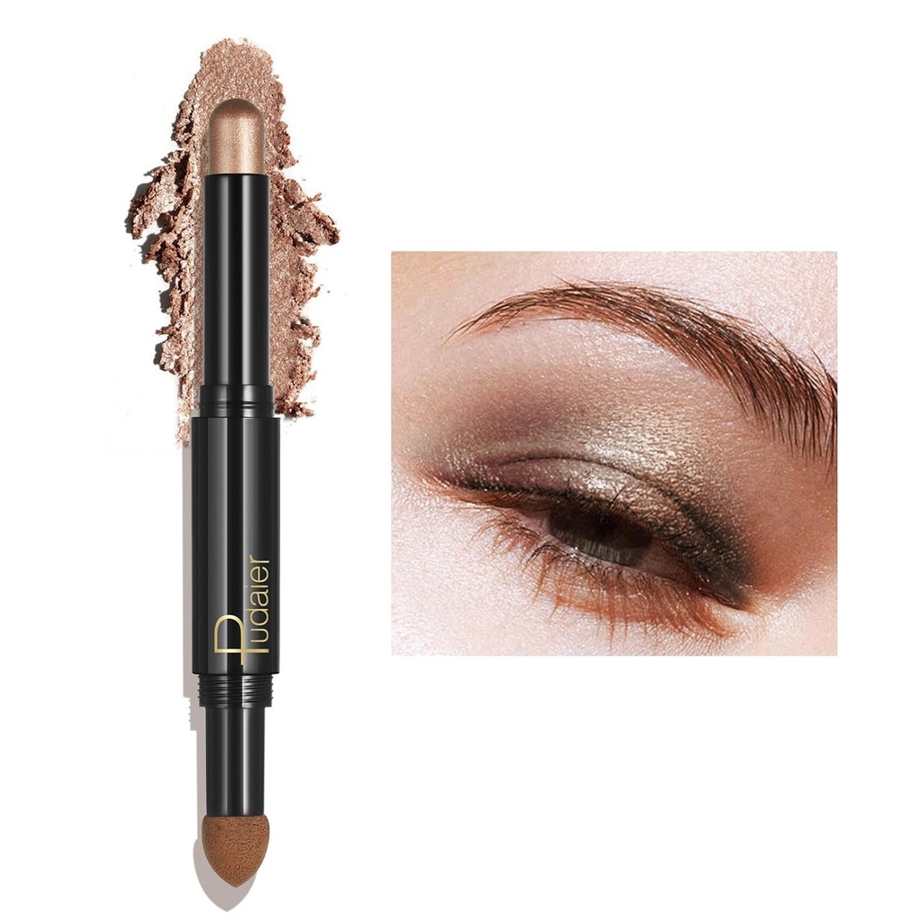 ZUK 2-en-1 Creamy Eyeshadow Stick, Matte & Shimmer Eye Shadow, High Pigmented Eye Shadow Sticks, Long Lasting Eyeshad Highlighter Pencil, Glitter Eyeshadow Crayon pour les femmes, sans cruauté et végétalien