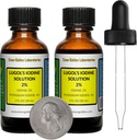 Lugol's Iodine / 2% Lösung / 2 Oz in zwei Bernsteinglasflaschen/Kostenlose Tropfen/USA