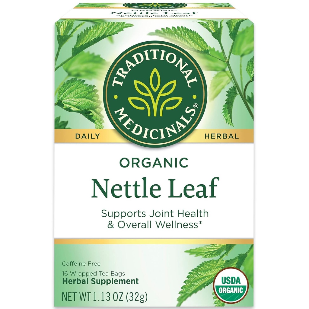 Médicaments traditionnels Thé à base de Nettle Leaf biologique, soutient la santé conjointe et le bien-être général, (paquet de 2) - 32 sachets de thé Total