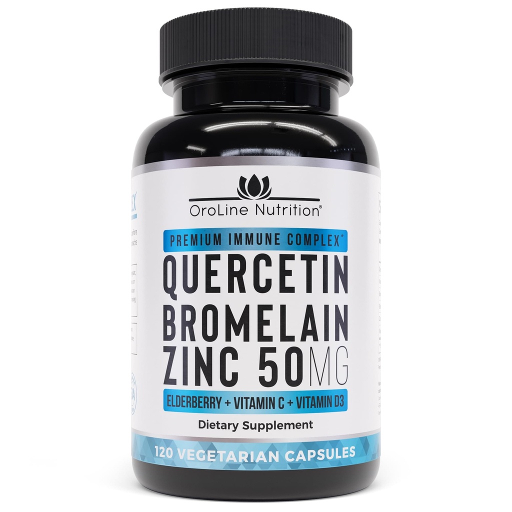 Quercetin 500mg Supplement mit Sambucus Elderberry, Bromelain, Vitamin C, Zink 50mg, & Vitamin D3 5000 IU - Antioxidant & Immun Health Support Zink Quercetin