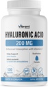 Hyaluronsäure-Ergänzung 200mg - 120 Kapseln, mit Vitamin C 100mg, Joint & Skin Health, Non-GMO Fermentation, Glutenfrei, Dritte getestet, Bioverfügbare Formel