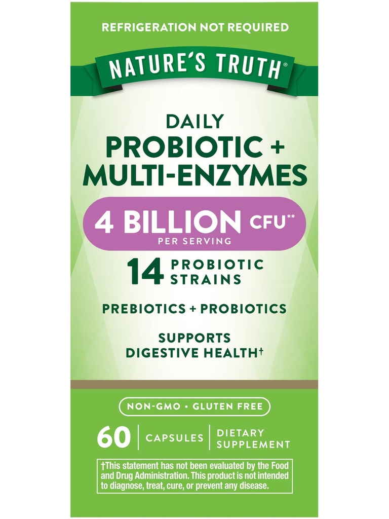 Nature's Truth Probiotics mit Enzymen | 60 Kapseln | für Männer und Frauen | Non-GMO & Gluten Kostenlose Verdauungsergänzungsmittel