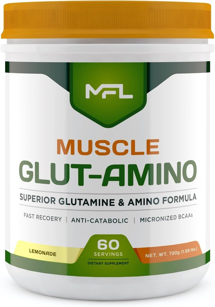 MFL Muskel Glut-Amino | Glutamin Complex | Amino Complex | 0 Zucker | Versüßt mit Stevia | All-Natural | 60 Servierungen (Lemonade)