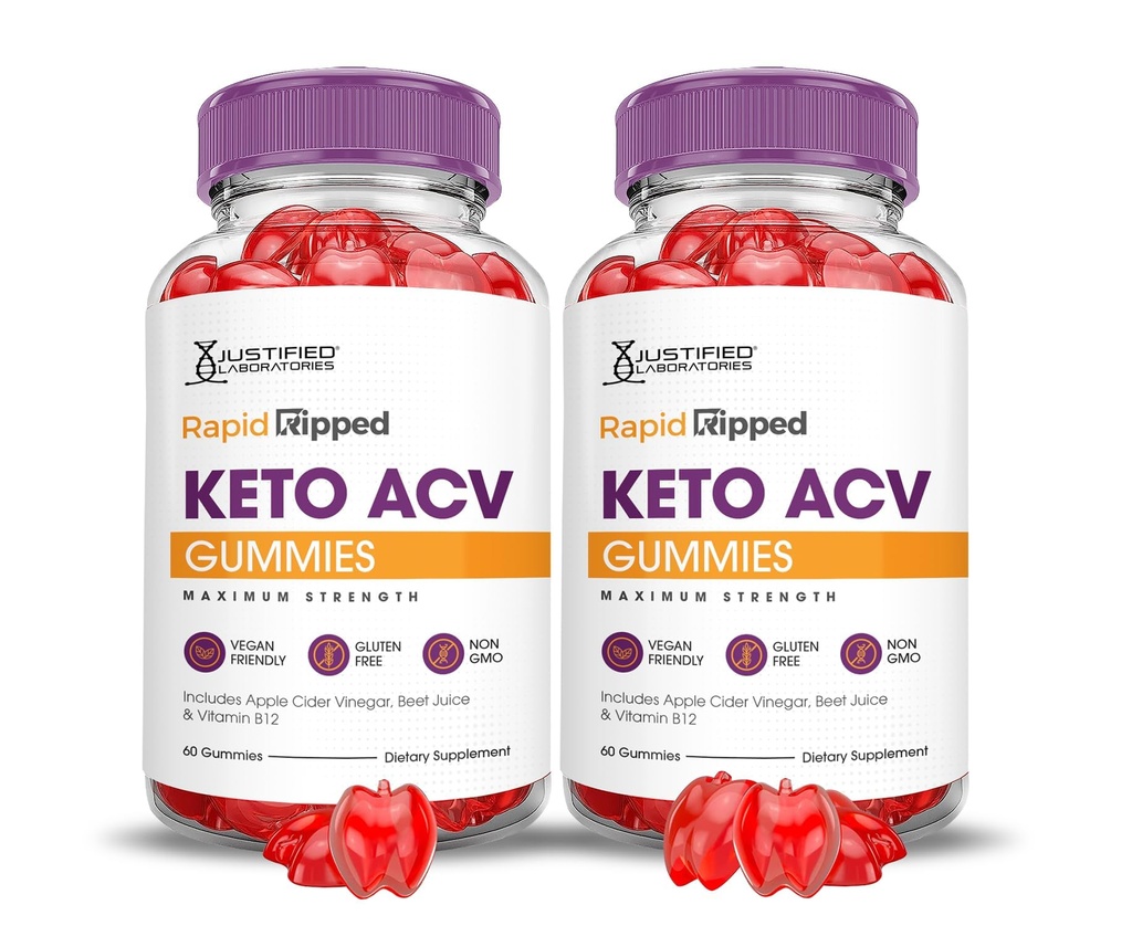 Justified Laboratories (2 Pack Rapid Ripped Keto ACV Gummis Advanced Formula 1000MG Rapidripped Formuliert mit Granatapfelfettpulver B12 Vegan Non GMO 120 Gummys
