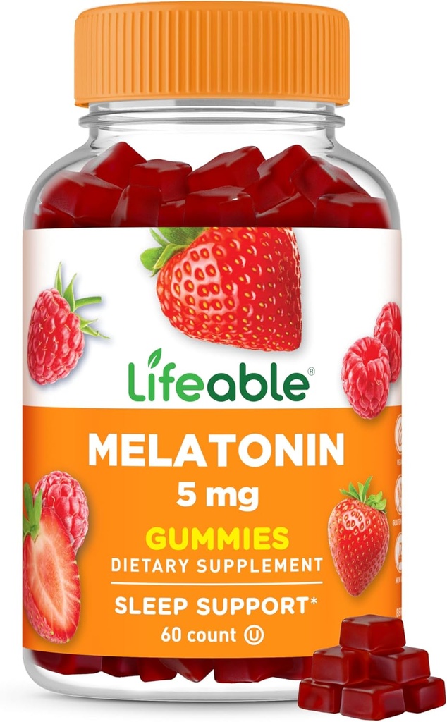 Lebensfähiges Melatonin 5mg Gummies | Große Verkostung Schlaf-Ergänzung für Erwachsene | Kann helfen fallen und bleiben schlafen | Vegetarische Schlafgummis für Erwachsene, Männer, Frauen | 60 Melatonin Gummies 5mg
