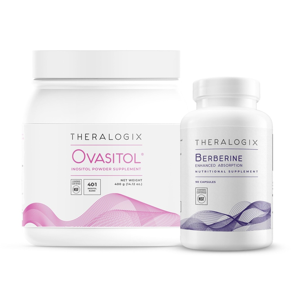 Theralogix Ovasitol Inositol Canister + Berberine Bundle d'absorption améliorée, 14.12 Ounce & 90 Compte (paquet de 2)