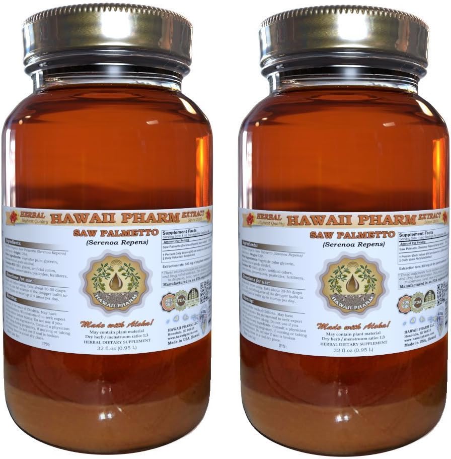 Hawaii Pharm Saw Palmetto (Serenoa Repens) Flüssiger Extrakt 2x32 fl.oz