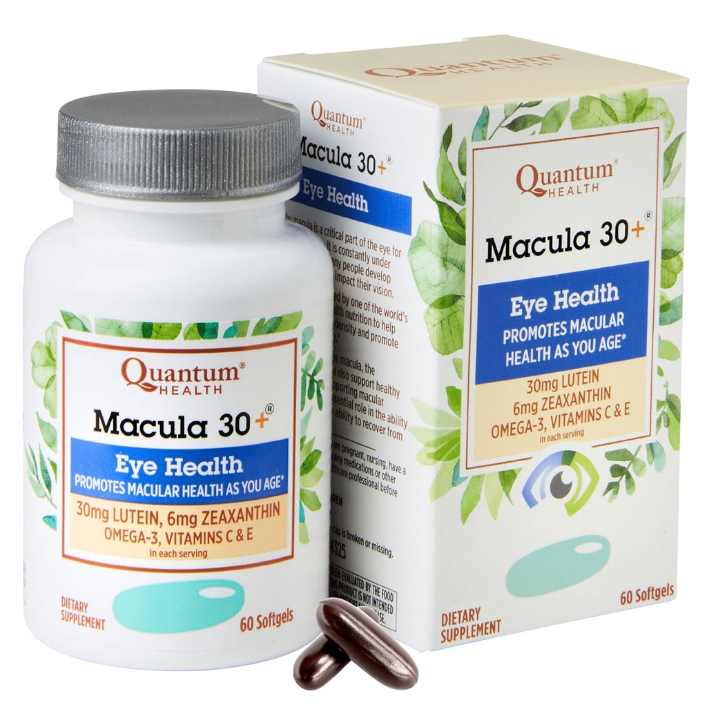 Quantum Health Macula 30+ Eye Care Supplement fördert Macular & Retinal Health, während Sie mit Lutein Zeaxanthin Omega-3 Vitamine C & E Daily Nutrition for Women & Men altern - 60 Softgels