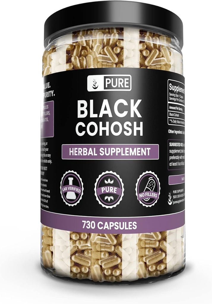 Pure Original Zutaten Schwarz Cohosh (730 Kapseln) Kein Magnesium oder Reisfüller, Immer rein, Lab Verifiziert