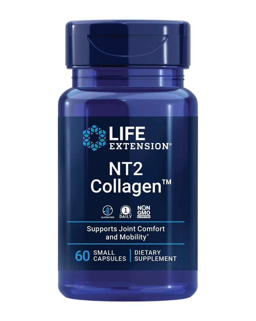 Life Extension NT2 CollagenTM, Joint Health Supplement für Joint Comfort & Mobility, Glutenfrei, Non-GMO, 1 Täglich, 60 Small Capsules