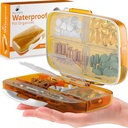 Travel Pill Organizer Medicine Dispenser - Moisture-Proof Pill Boxes and Organizer - Portable Vitamin Container Holder - 8 Large Compartments for Medication and Supplements