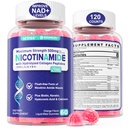 2 Pack - Nicotinamid 500mg Gummie, NAD+ Beilage für Damen und Herren w/ Collagen Peptide, (Flush Free Niacin) Vitamin B3 Niacinamid für Anti-Aging, NAD+ Ebenen, Langlebigkeit, Fokus & Gehirn, Zuckerfrei