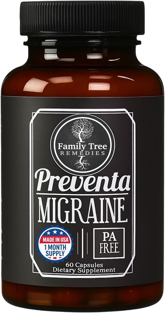 Preventa Migraine Relief Supplement – PA-Free Butterbur, Magnesium, Riboflavin, Feverfew – Daily Headache Prevention – 60 Capsules
