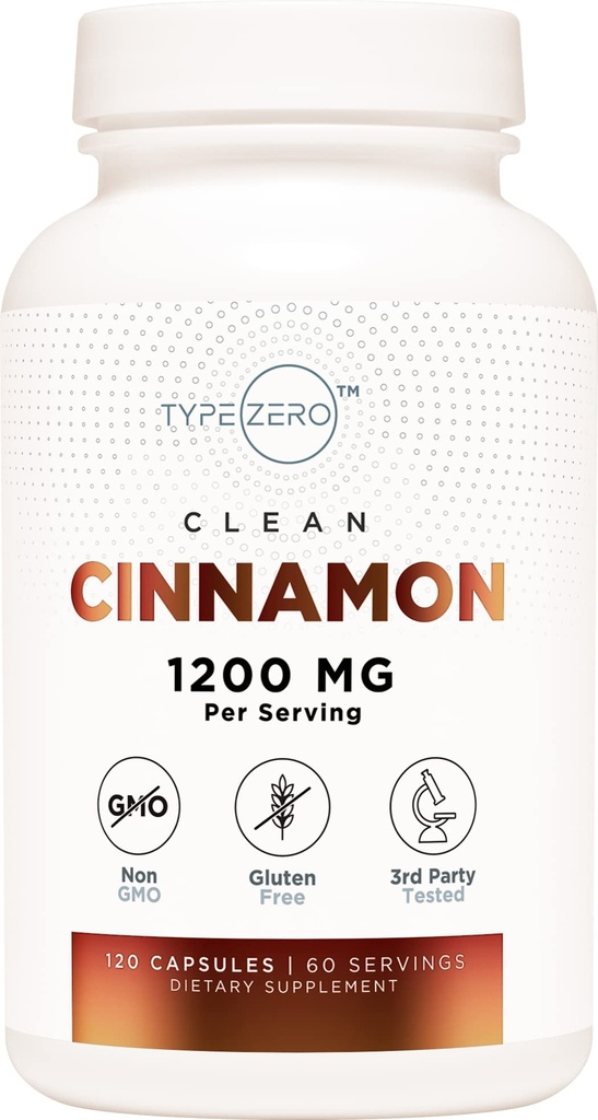 Typ Zero Ceylon Cinnamon Kapseln (1200mg | 120 Kapseln) - Natürlich, Non-GMO, Glutenfrei, Organic Cinnamon Bark Supplement