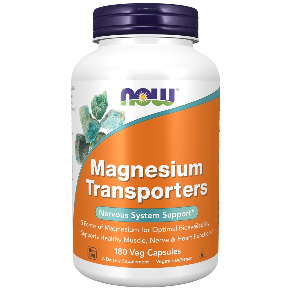 NOW Supplements, Magnesium Transporters, 5 Forms Magnesium, 180 Veg Caps