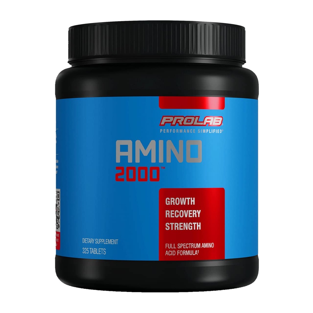 Prolab Amino 2000 Supplément aux acides aminés essentiels, formule AEA à part entière pour la récupération des muscles, le soutien de la croissance musculaire et du rendement (325 comprimés)