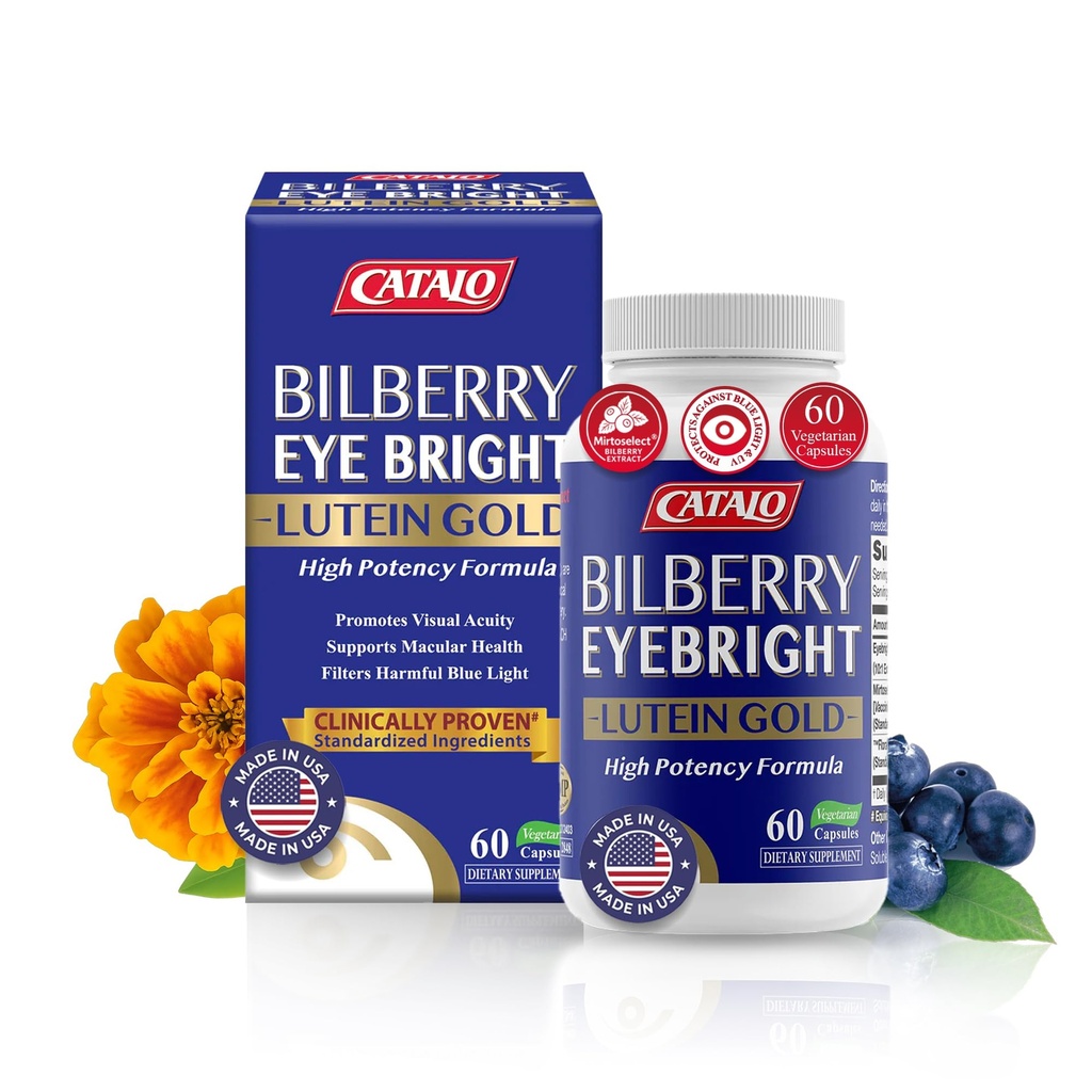 Extrait de lunette - pour Fatigue & Blurry Vision - Vitamines oculaires avec Lutéine de Bilberry et Suppléments de Zeaxanthin pour Clarté oculaire -Halal - 60 Capsules