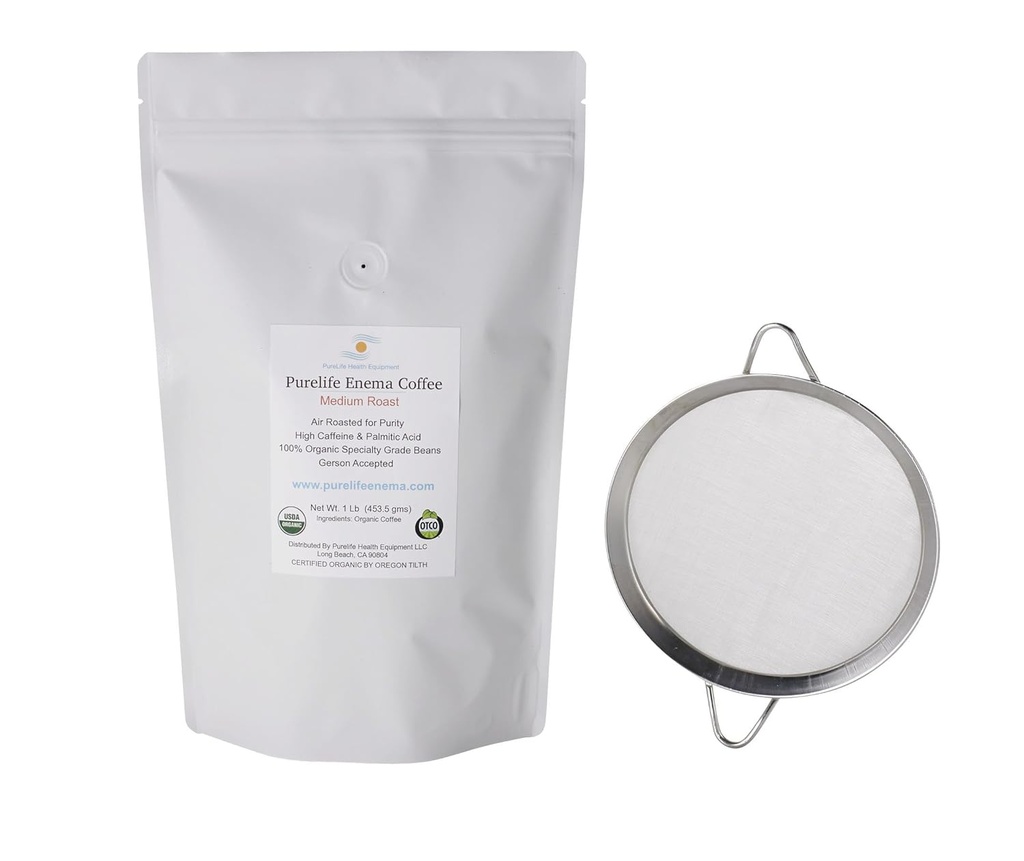Purelife Enema Kaffee und Kaffee Enema Strainer - Mold and Fungus Free - Medium Ground "Air" Roasted - Gerson Accepted - Schiffe direkt vom Hersteller