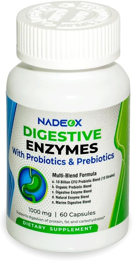 Digestive ENZYMES 1000MG + Präbiotika und Probiotika für Frauen und Männer - 60 Kapseln