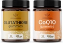 HERBAMAMA Glutathione und CoQ10 Kit - Bundle von 500 mg Reduzierter L-Glutathion und 200 mg CoQ10 Gummi - Vegan, Non-GMO, Gelatin-Free - 2 Pack