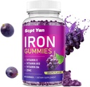 Eisengummis für Damen & Kinder - mit Vitamin C, B12, B6, Zink - Blut-Erzeuger & Energie - Eisen-Ergänzungsgummis Unterstützung für Blut-Erbauer, Anämie - 60 Veganer Grape Flavor