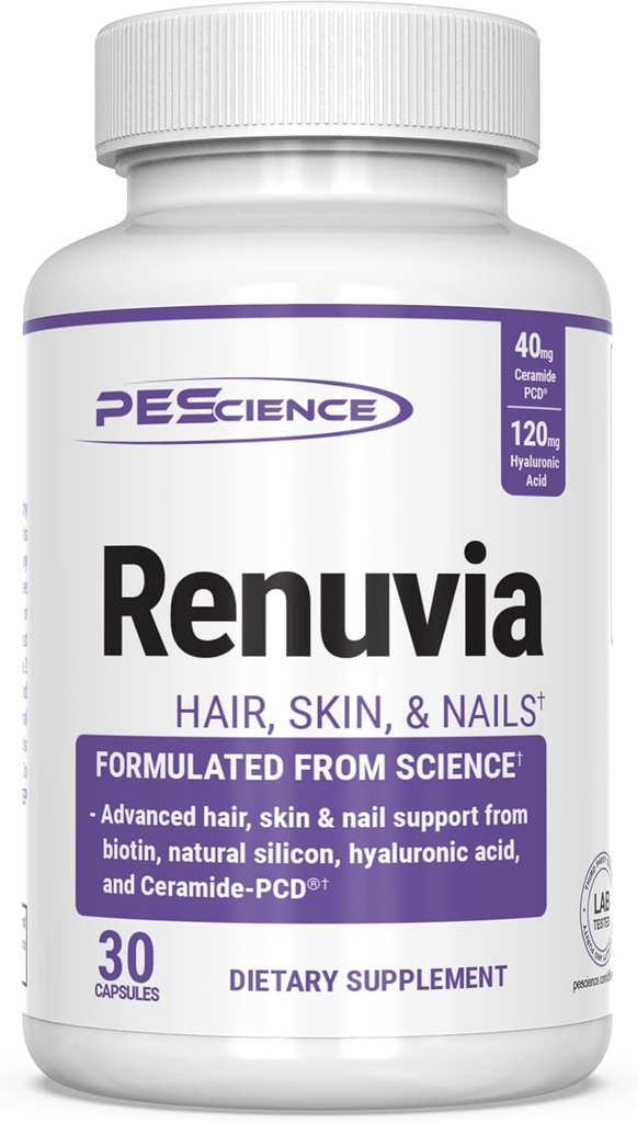 PEScience Renuvia, une peau et des ongles quotidiens d'acide hyaluronique, 30 gélules