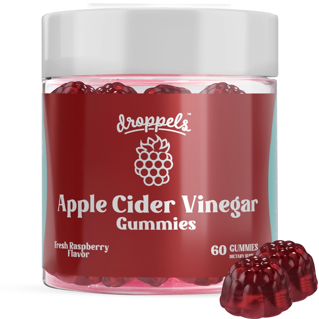 Tropfen Apfel Apfel Apfelessig Gummie 1000mg mit Rübenwurzel & Granatapfel | Non-GMO, Vegan-Friendly, Gluten Free | Unterstützt Verdauung, Stoffwechsel, Energie & Immune Gesundheit | Himbeer Geschmack
