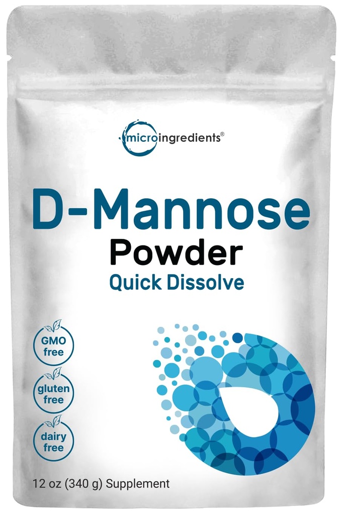Micro Ingredients D Mannose Powder, Pure Mannose Supplement, Quick Water Soluble, Unterstützung Urinary Tract Cleanse & Bladder Health, Premium Mannose für Frauen und Männer, Vegan Friendly.
