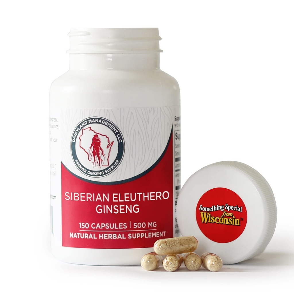 Dairyland Ginseng - Sibirische Eleuthero Wurzelkapseln - 150 ct - Authentische sibirische Ginseng - Nutzen Sie als Teil Ihrer täglichen Kräuterergänzung Routine - Glutenfrei & Non-GMO