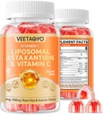 Astaxanthin Ergänzungen 6mg + Liposomale Vitamin C 1000mg - Dual Layer - Niacin B6,B12,Folate,Biotin - Antioxidantien - Gelatin Free,Sugar Free,60Cts