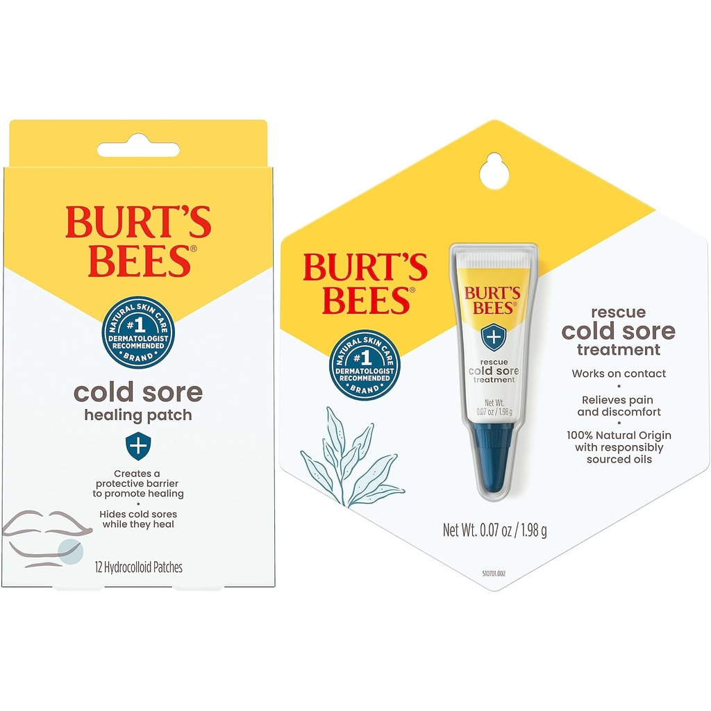 Burt's Bienen kalte Sore Behandlung Bundle mit Burts Bienen heilende Patches und Burts Bienen kalte Sore Behandlung mit Rhubarb und Sage, Schützt, Heilung und glaubt Symptome