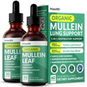 5-in-1 Mullein Tropfen für Lunge und Bronchial - Respiratory Lung Health Support mit Mullen Blatt Extrakt für Lunge - Mullein Tinktur mit Elderberry, Echinacea und Ginger Root (60 Servietten) (2-pack)
