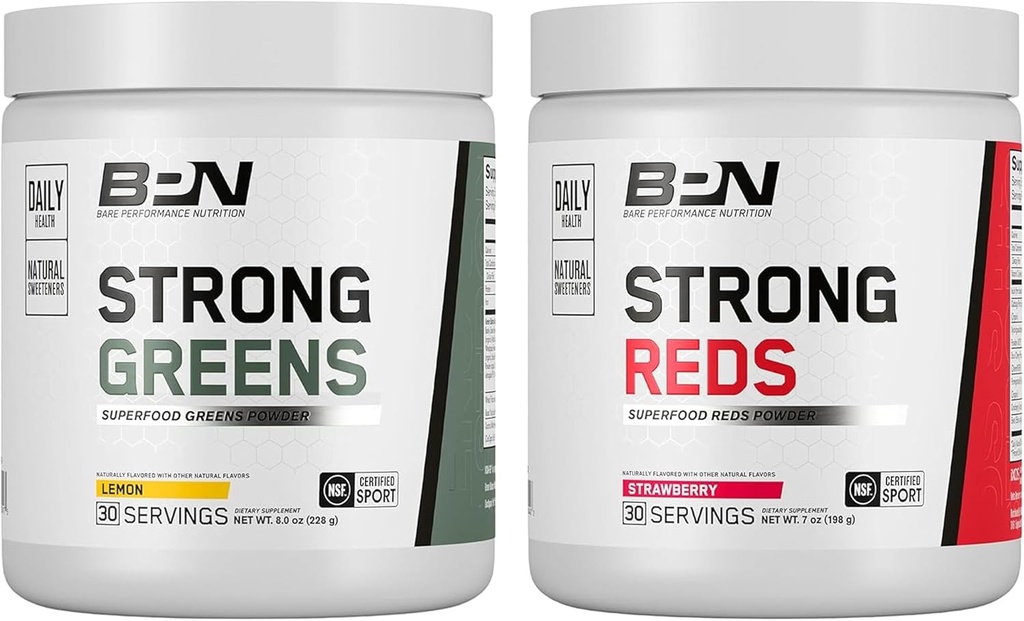 BARE PERFORMANCE NUTRITION BPN Greens forts (Lemon) et Reds (Strawberry) Superfood Bundle