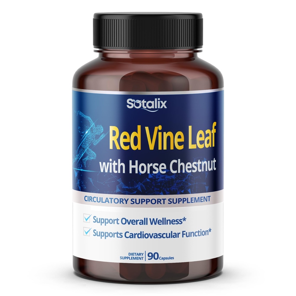 Rote Vine Blatt und Rosskastanie, 50% Flavonoide für Leg Vein Unterstützung, Haut, Herz Wellness - Made in USA