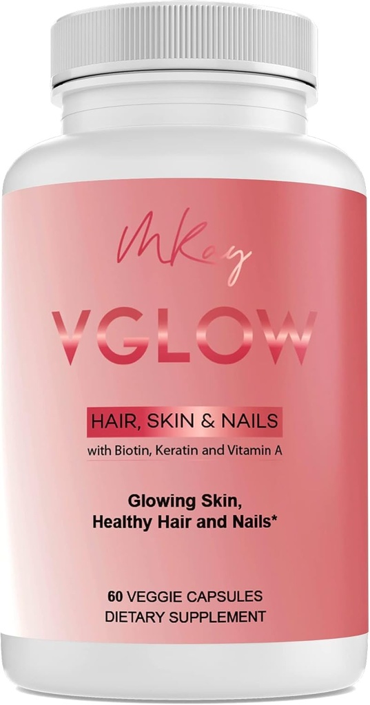 Marwa Kadi VGlow Hair Skin & Nails Vitamin zur Unterstützung gesunder Haare und Nägel Multivitamin & Vegan Nahrungsergänzung, Glutenfrei, 60 Tabletten