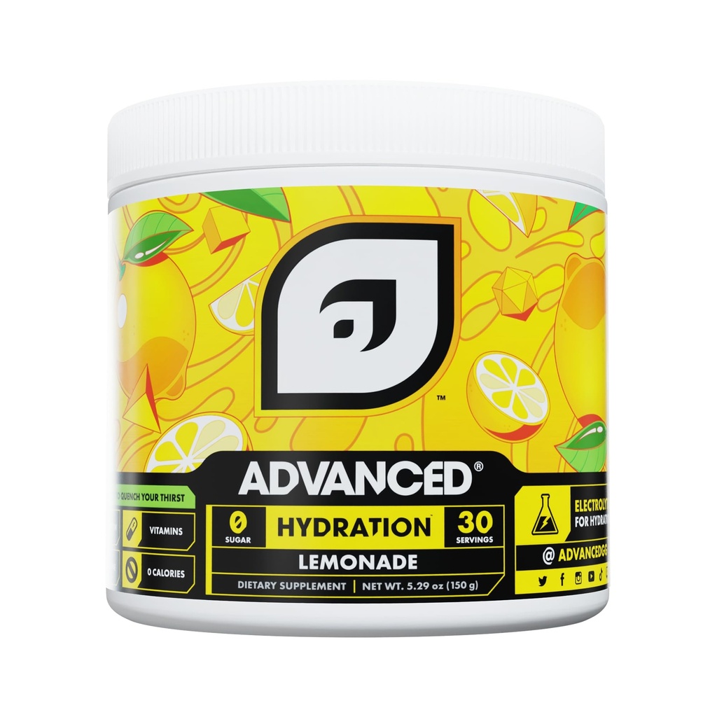 Mélange de boissons électrolytes à haute performance d'hydratation avancée avec des vitamines B pour une hydratation toute la journée - sans caféine, sans calories, sans sucre et sans kéto - (30 portions, limonade)