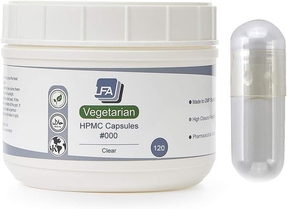 Vegan Kapseln Leere Größe 000-120 Count klar HPMC Veggie Kapseln Leer - Fügen Sie Fillable 000 Gemüse Pillen Kapseln - Leer für DIY Kapsel Füllung Kit - Certified Halal Kosher Hypromellose