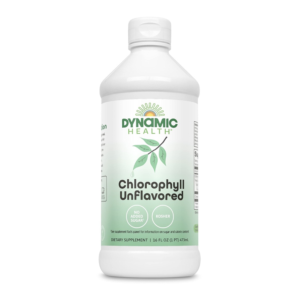 Dynamische Gesundheit Flüssigkeit Chlorophyll Entflammt 100 mg, Natrium Kupfer Chlorophyllins mit Alfalfa und Mulberry Blättern, Pflanzenreinigen und Deodorieren, kein hinzugefügter Zucker, 16 Fl Oz