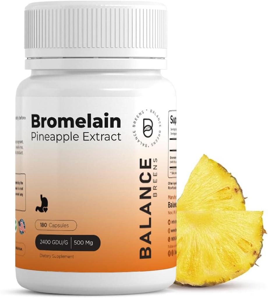 Bromelain 500mg - Ananasextrakt Verdauungsenzym - unterstützt Verdauungs- und Gelenkunterstützungsergänzung - von Balance Breens