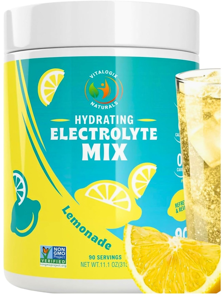 Poudre d'électrolyte – Zéro mélange d'hydratation de citron de sucre de 90 portions